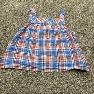 Talbots Top Womens 2X Sleeveless Plaid Linen Summer Travel Resort Picnic